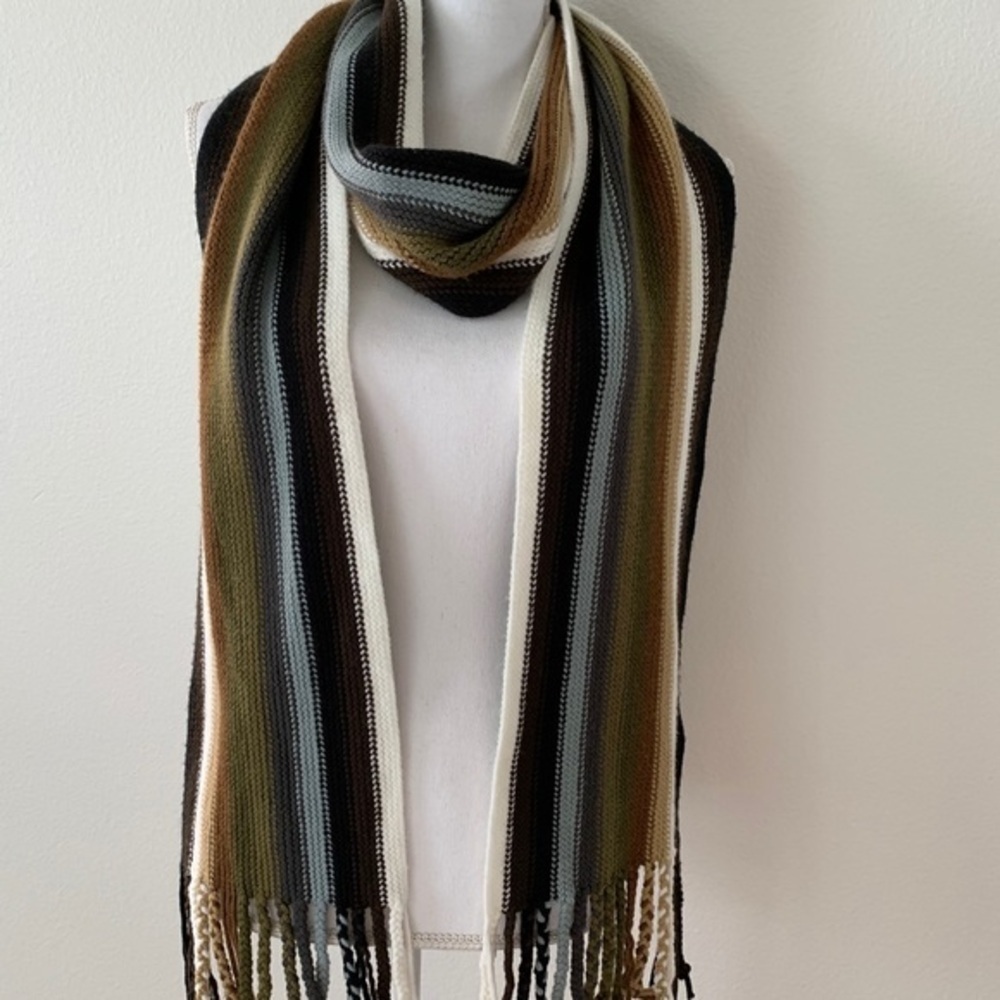 Striped Multicolor Knit Scarf